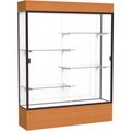 Waddell Display Case Of Ghent Reliant Lighted Display Case 60"W x 80"H x 16"D Carmel Oak Base White Back Dark Bronze Frame 2175WB-BZ-MK